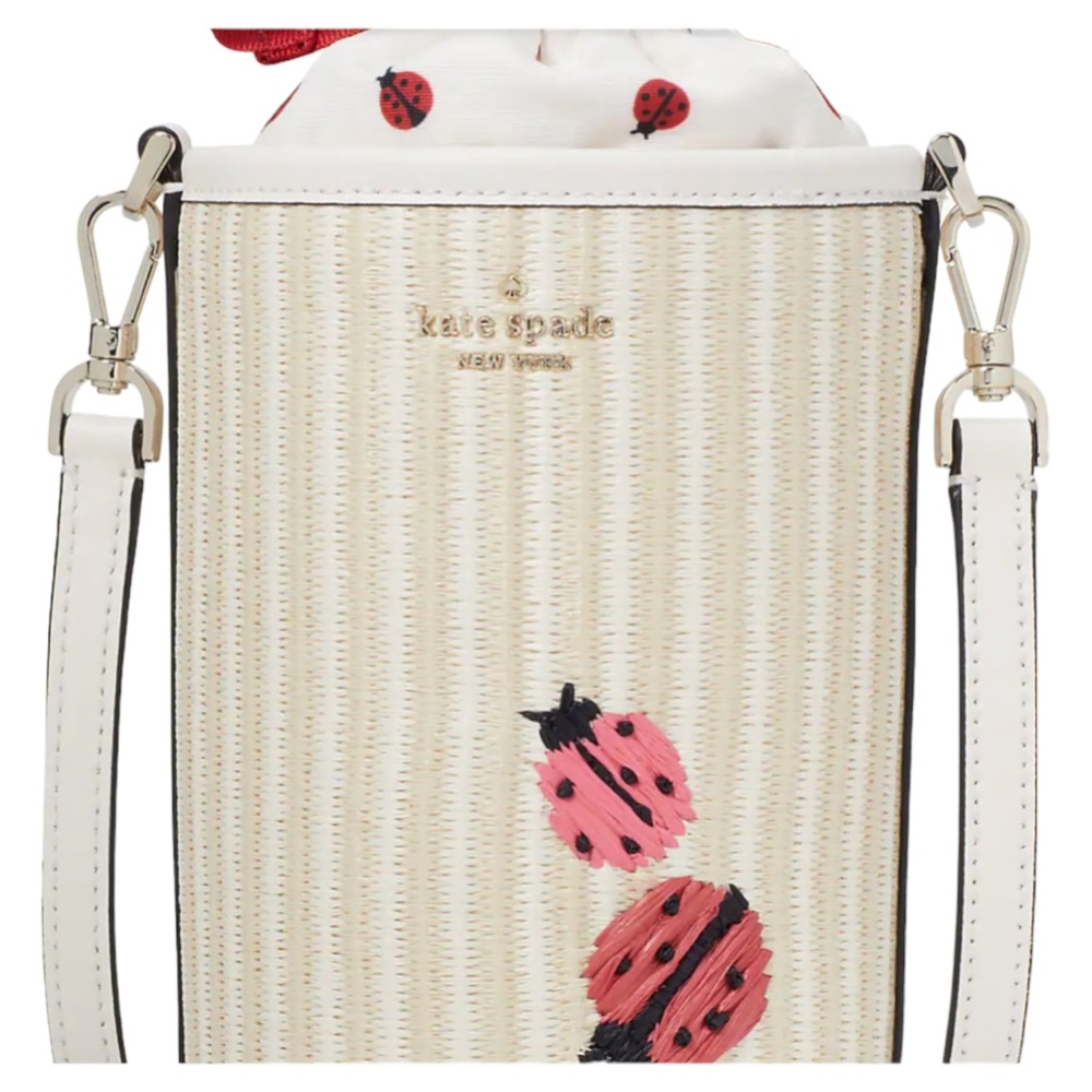 DARLING kate spade 🐞 Ladybug 🐞 Cylinder Crossbody bag. Straw with leather trim - Picture 8 of 8